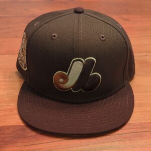 Montreal Expos Chocolate Brown Fitted Hat With '82 All Star Sidepatch